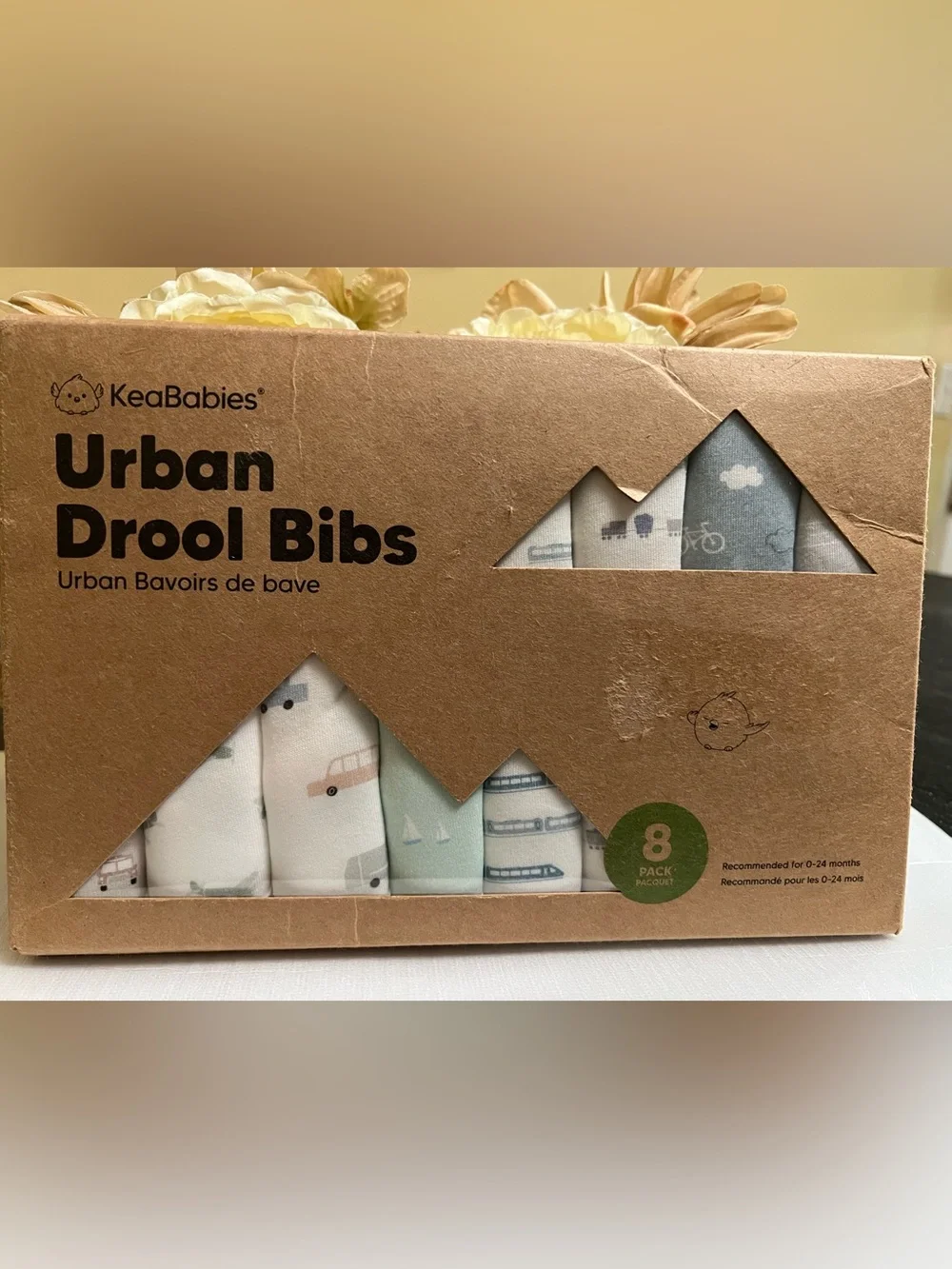 KeaBabies 8-PACK Organic Baby Bibs. Extra Absorbent, Easy To Clean & Put On. New